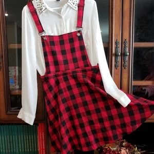 Checkered Overall Dress